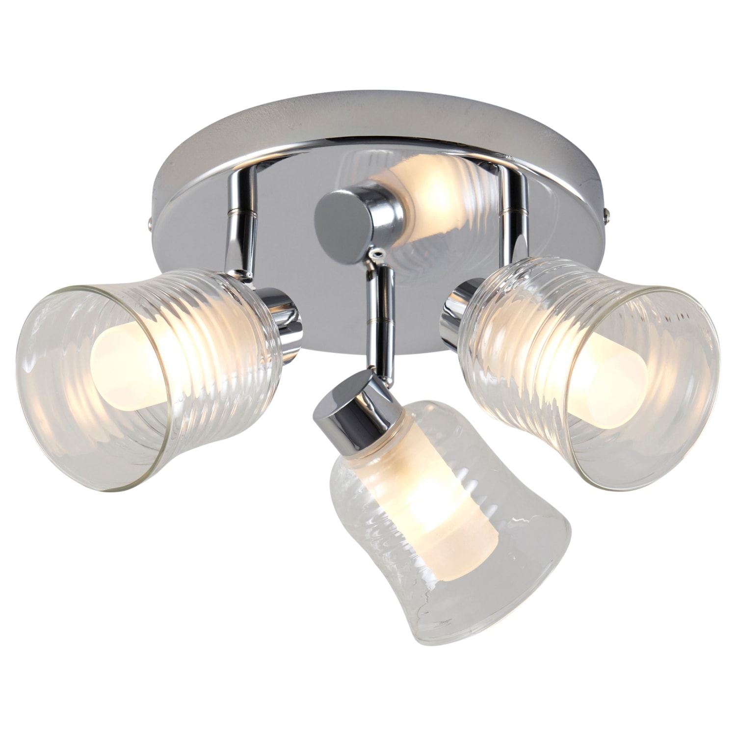 Feris Plate Ribbed Glass 3 Spot Light Wickes