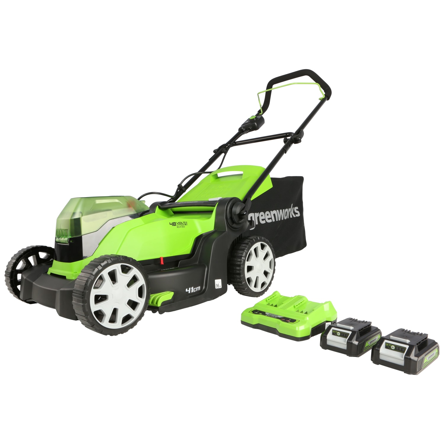 Greenworks Cordless Lawn Mower 48V with 2 x 24V 2Ah Batteries & Charger -  41cm