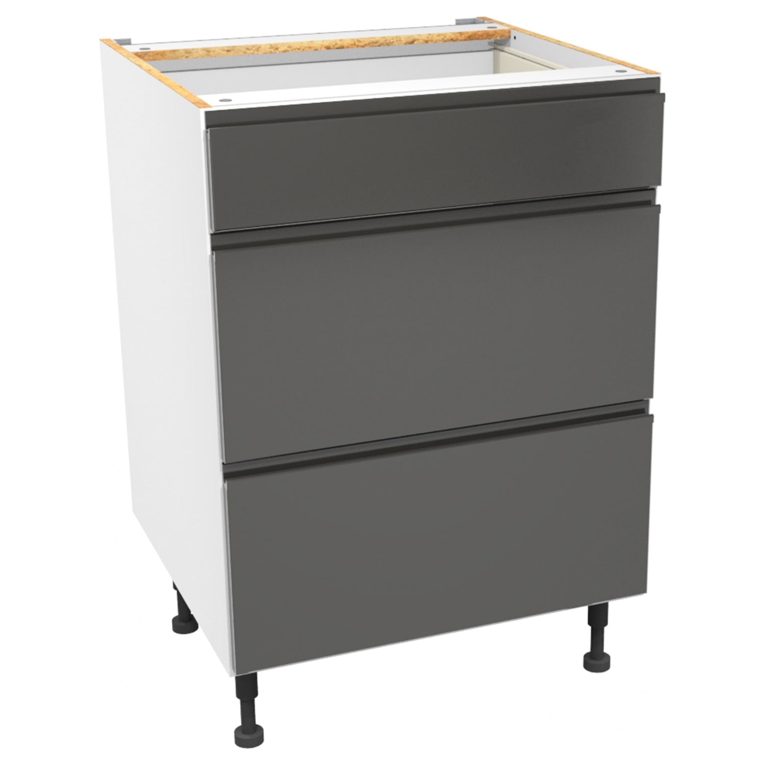 Madison Dark Grey Gloss Handless Drawer Unit 600mm Wickes