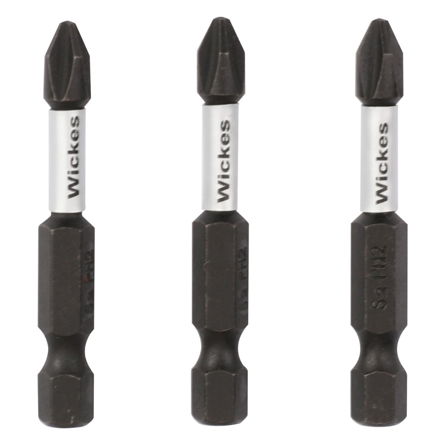 Wickes Impact Screwdriver Bit PH2 50mm Pack of 3 Wickes
