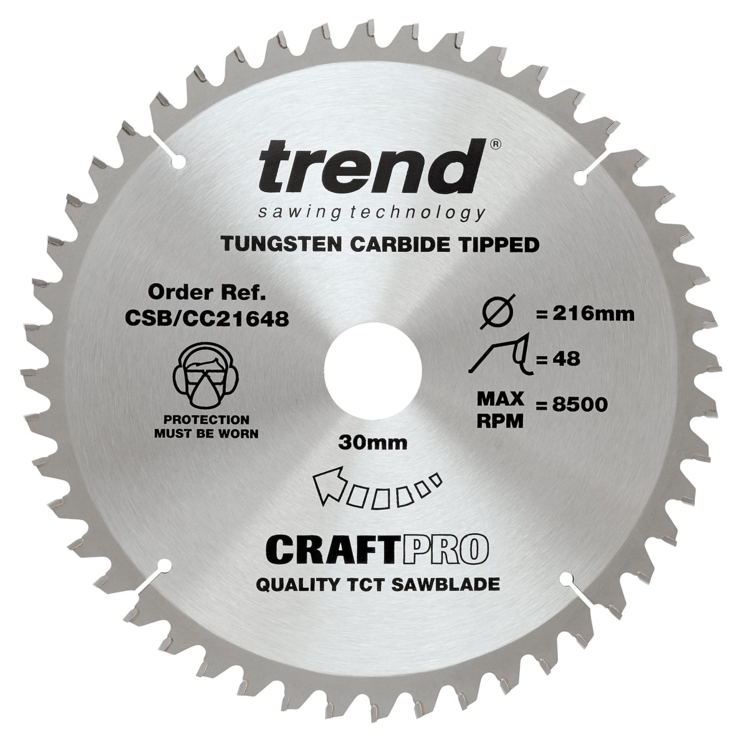 rør pålidelighed Bemyndigelse Trend CSB/CC21648 48 Teeth Fine Cut Craft Mitre Saw Blade - 216 x 30mm |  Wickes.co.uk