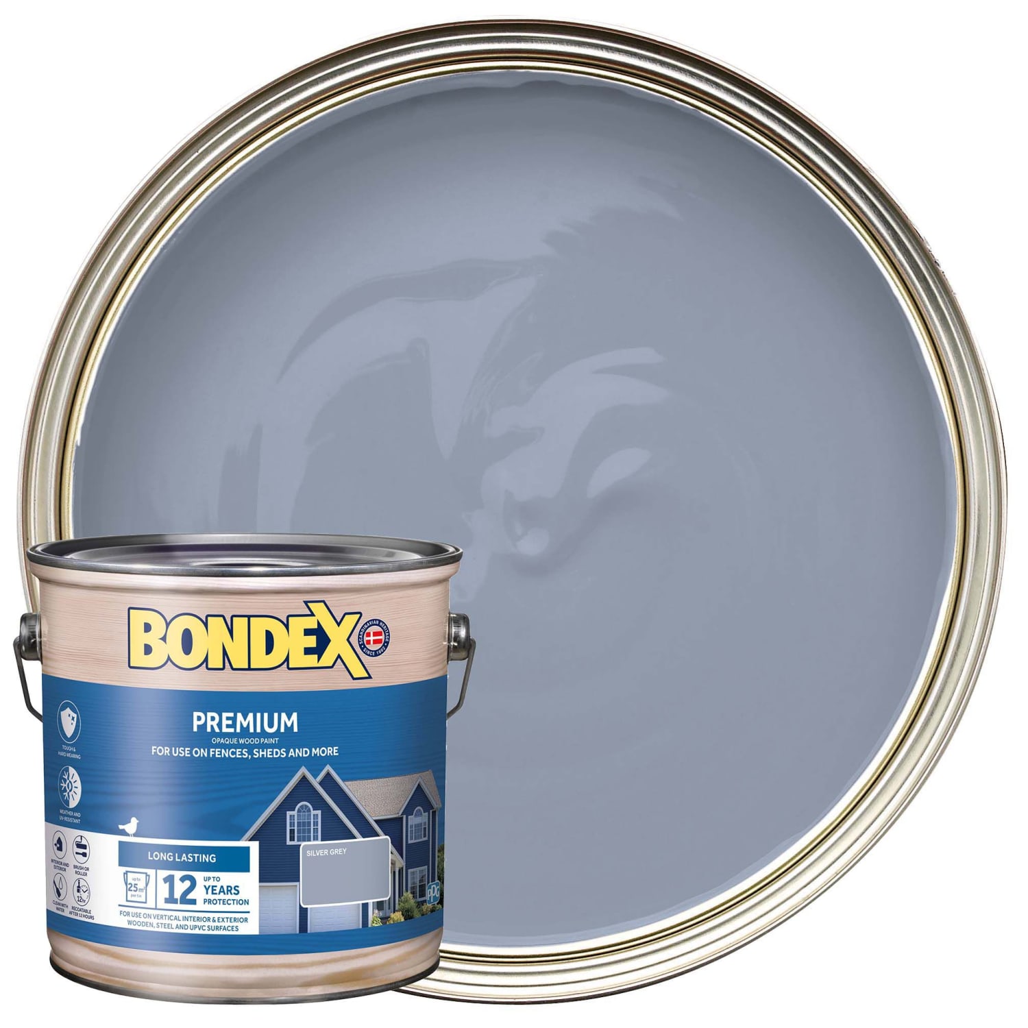 Bondex Premium Opaque Wood Stain Silver Grey 2.5L Wickes
