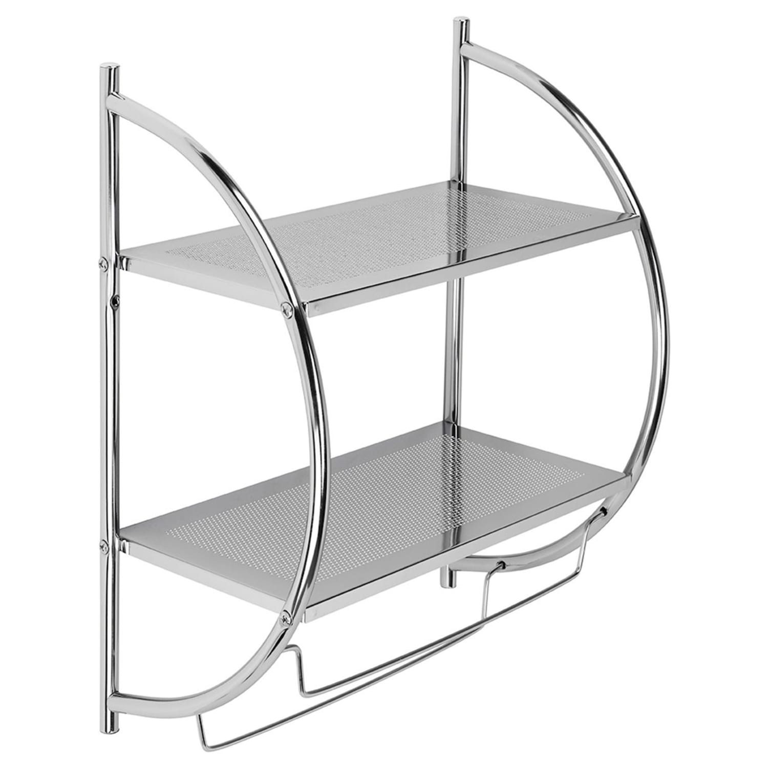 Wall Mounted Chrome Towel Holder Shelf Bathroom Storage Rack Rail