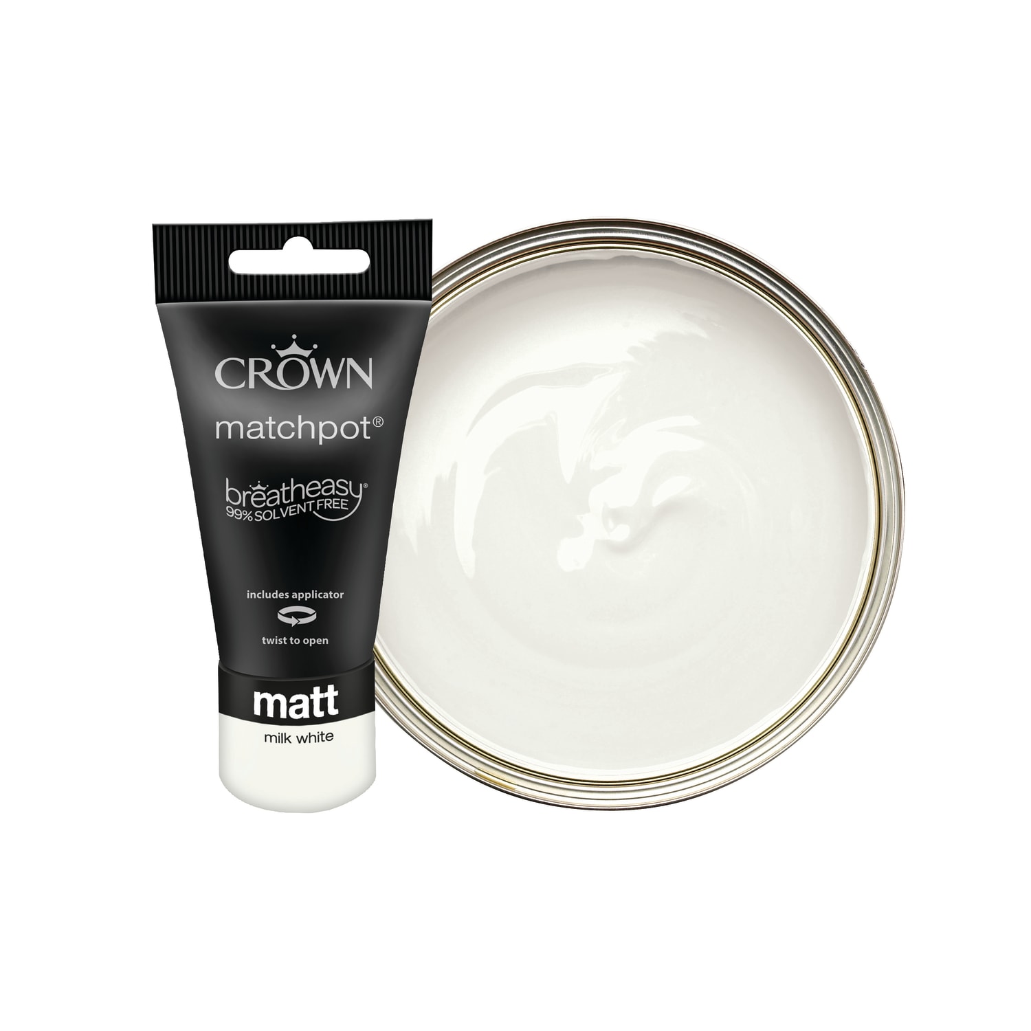 Crown Matt Emulsion Paint Tester Pot - Milk White - 40ml | Wickes 