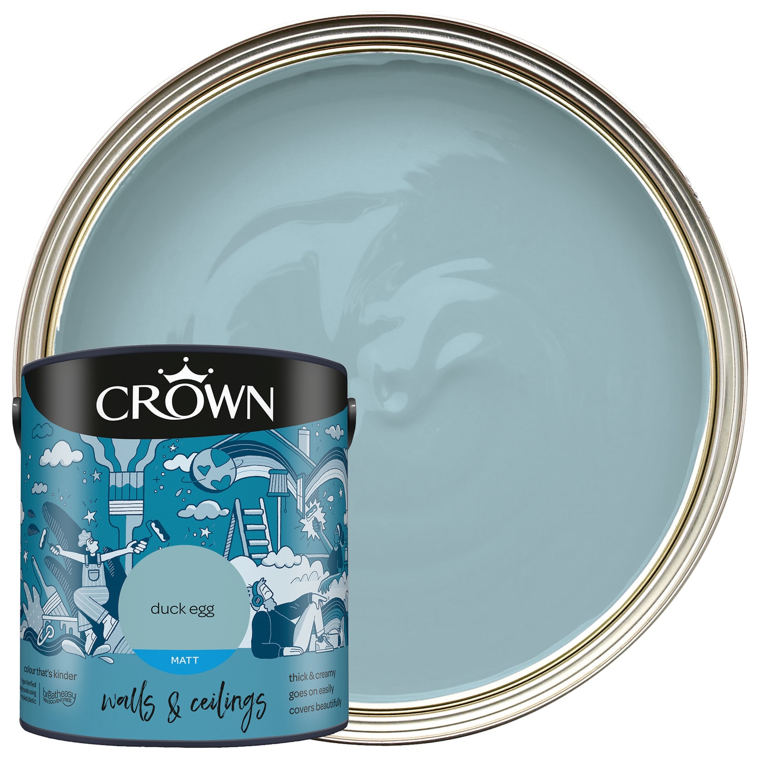 Crown Matt Emulsion Paint - Duck Egg - 2.5L