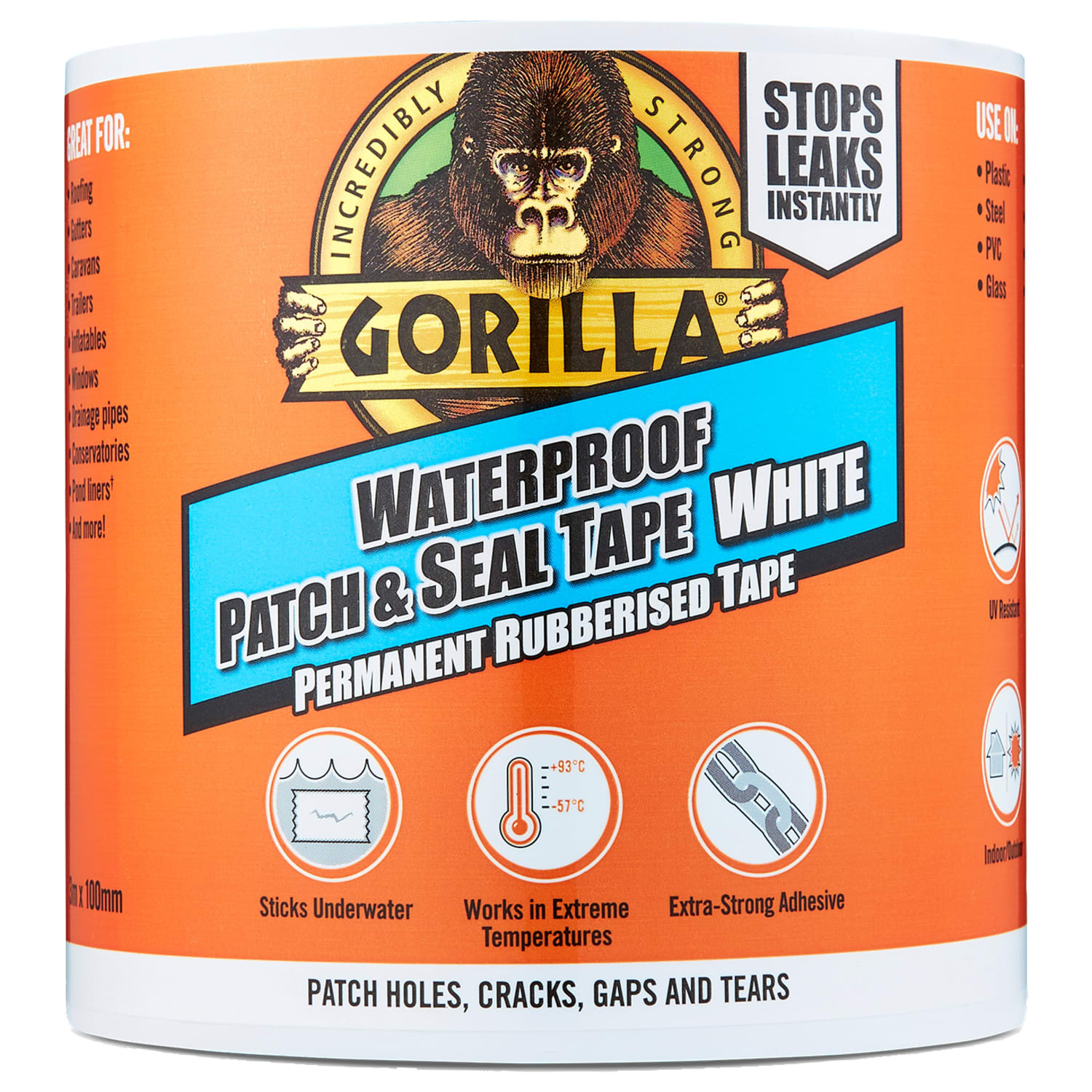  Gorilla Waterproof Patch & Seal Tape 4 x 10' White, (Pack of  1) : Industrial & Scientific