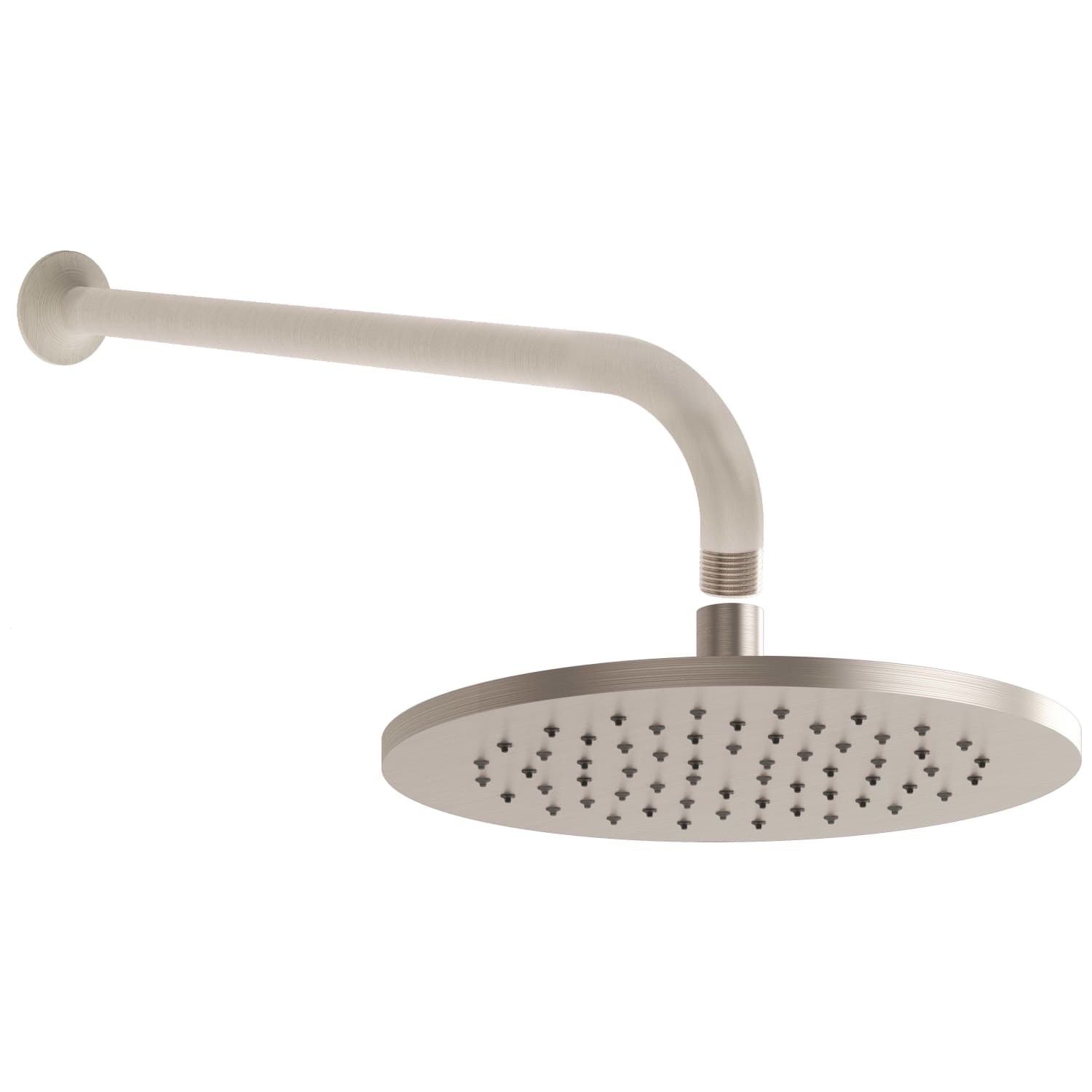Brushed nickel shower head outlet