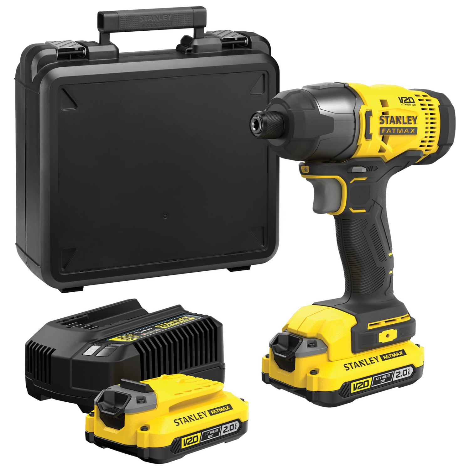 Stanley FatMax® V20 SFMCF800D2K-GB 18V 2 x 2.0AH Cordless Brushed Impact  Drill Driver with Kitbox