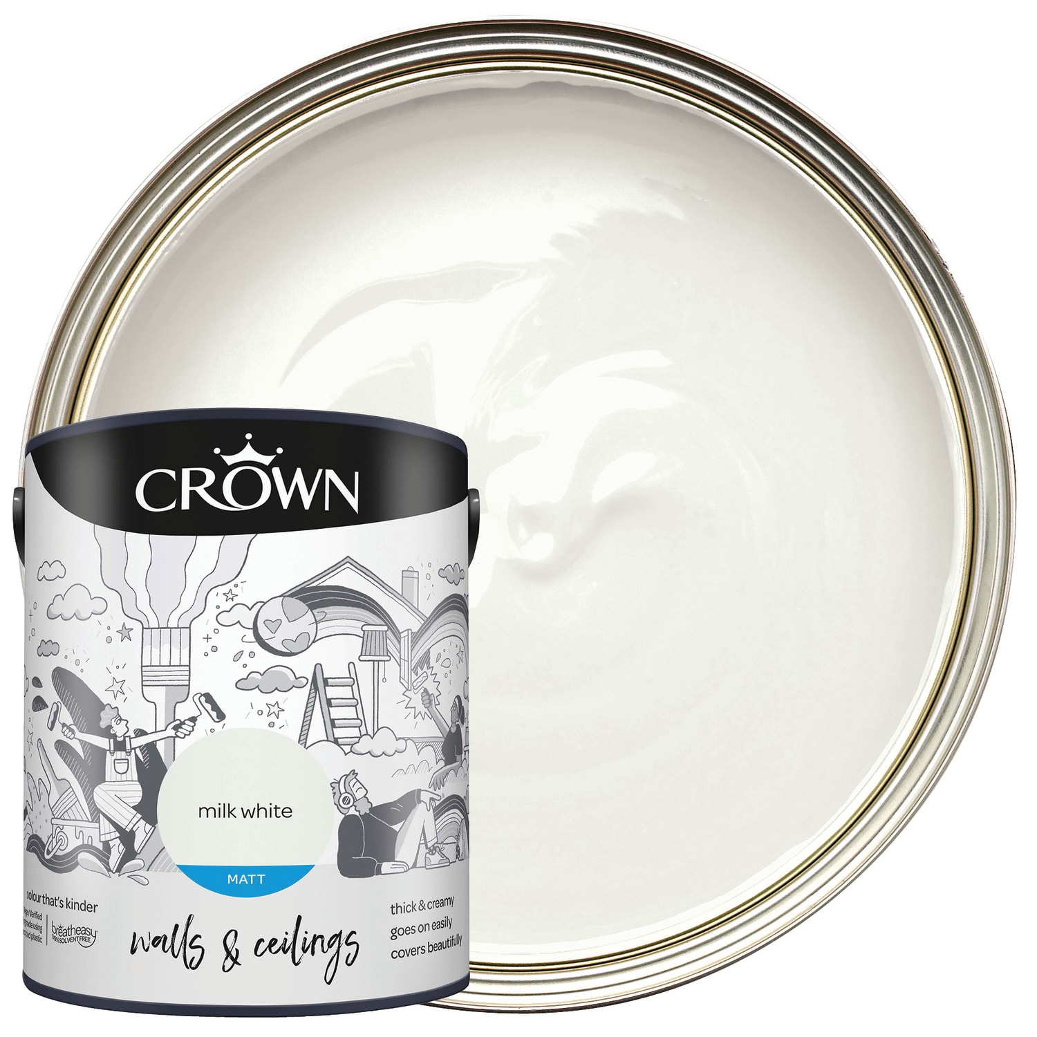 Crown Matt Emulsion Paint Milk White 5L Wickes
