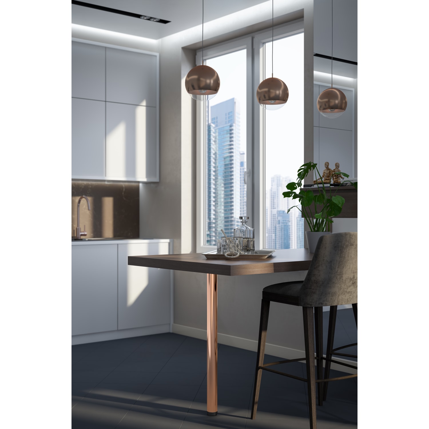 Rothley 60mm x 870mm Worktop Leg Polished Copper Wickes