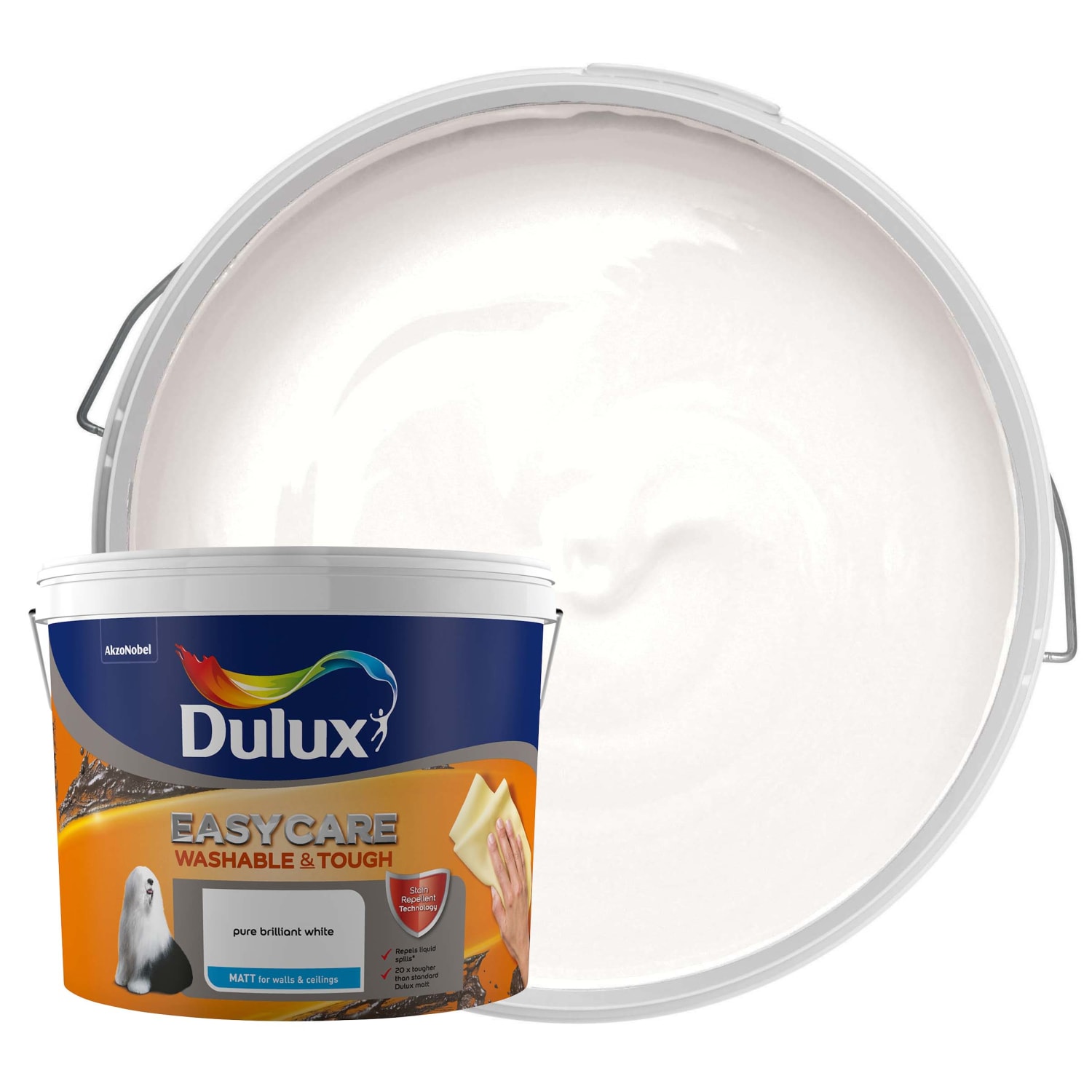 Dulux Easycare Washable & Tough Emulsion Paint - Pure Brilliant White - 10L
