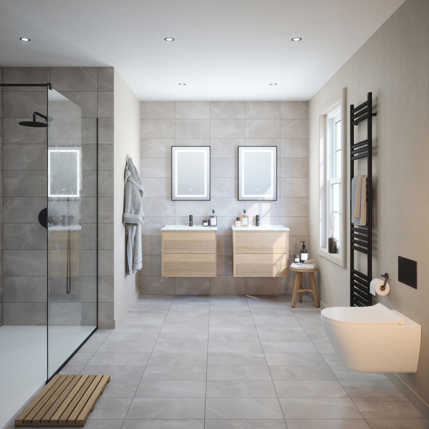 Grey bathroom 2025 floor tiles
