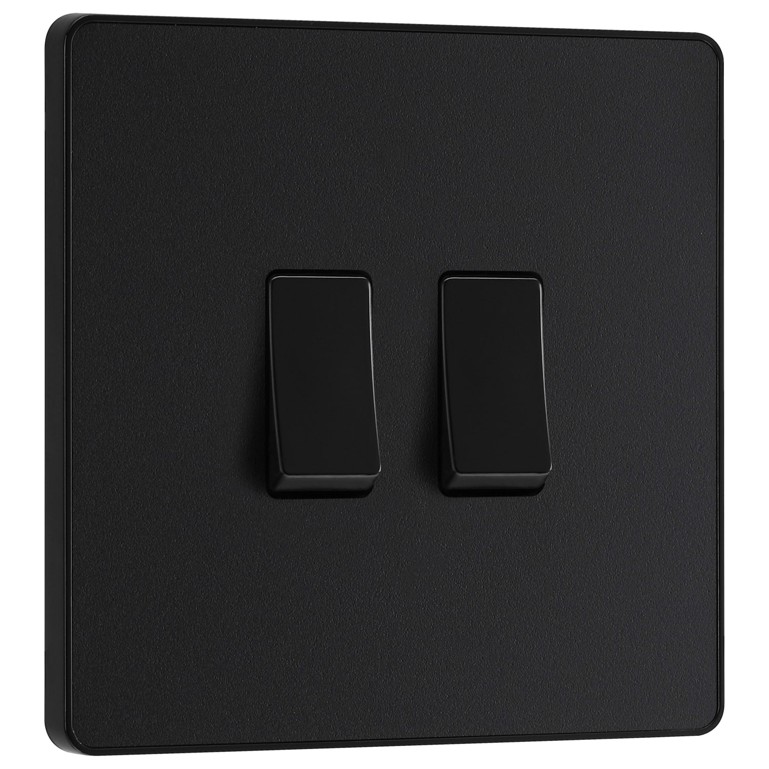 BG Evolve Matt Black 20A 16Ax Double Light Switch - 2 Way