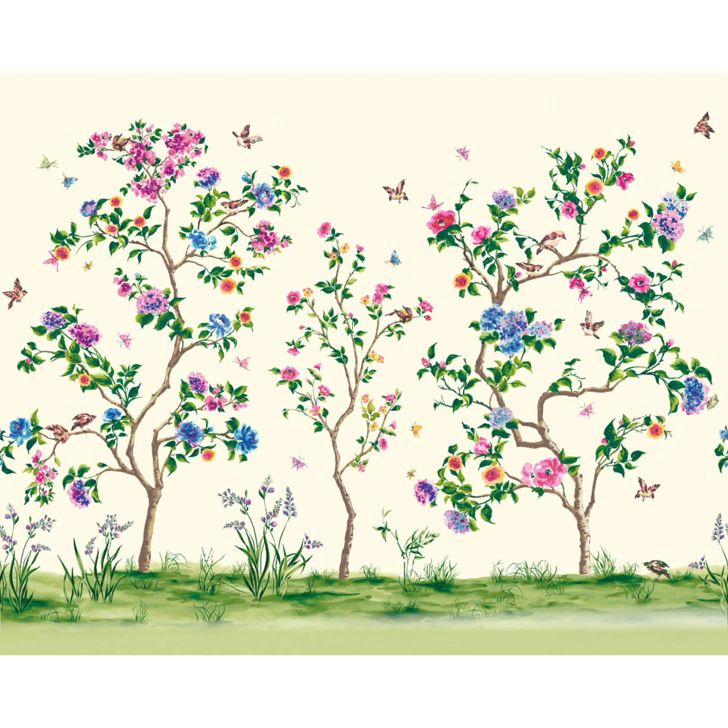 Oriental Flower Tree Ivory Wall Mural  x  
