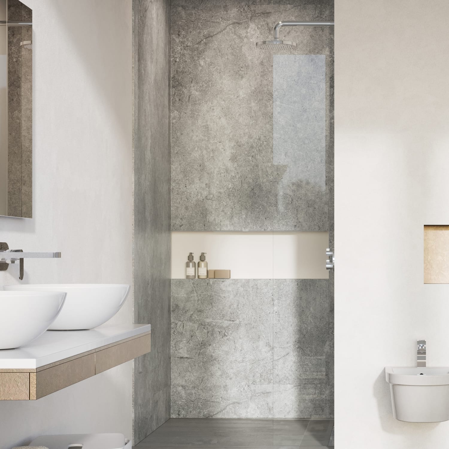 Corlea PVC Grey Concrete Single Shower Panel 2400 x 1000mm
