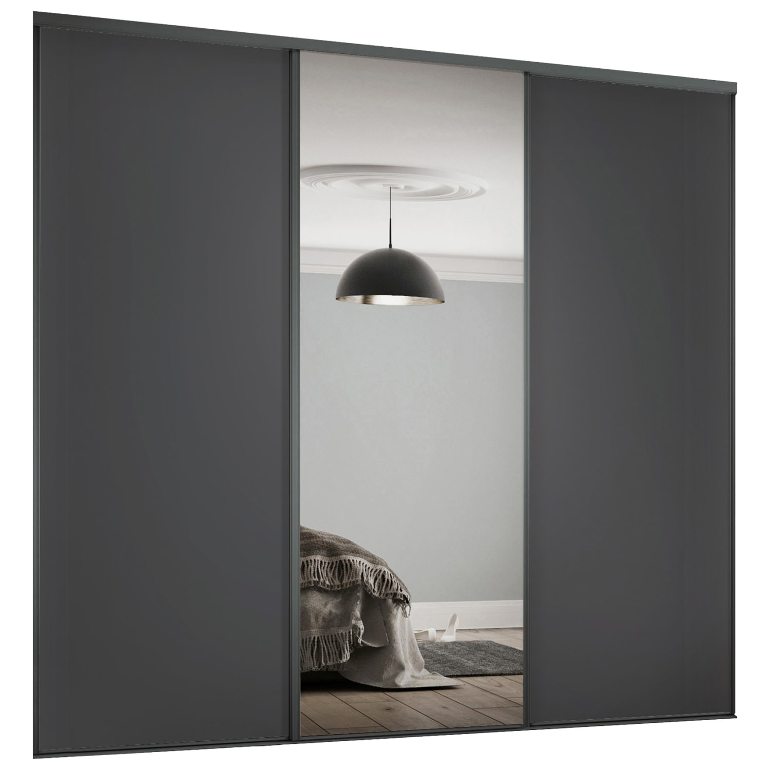 Spacepro Heritage 3 Wardrobe Door Kit Graphite Framed 2x 1 Panel