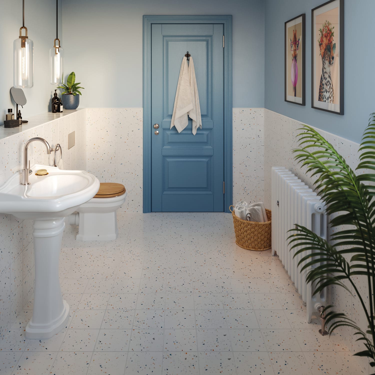 Wickes Boutique Terrazzo Speckle White Matt Porcelain Wall Floor