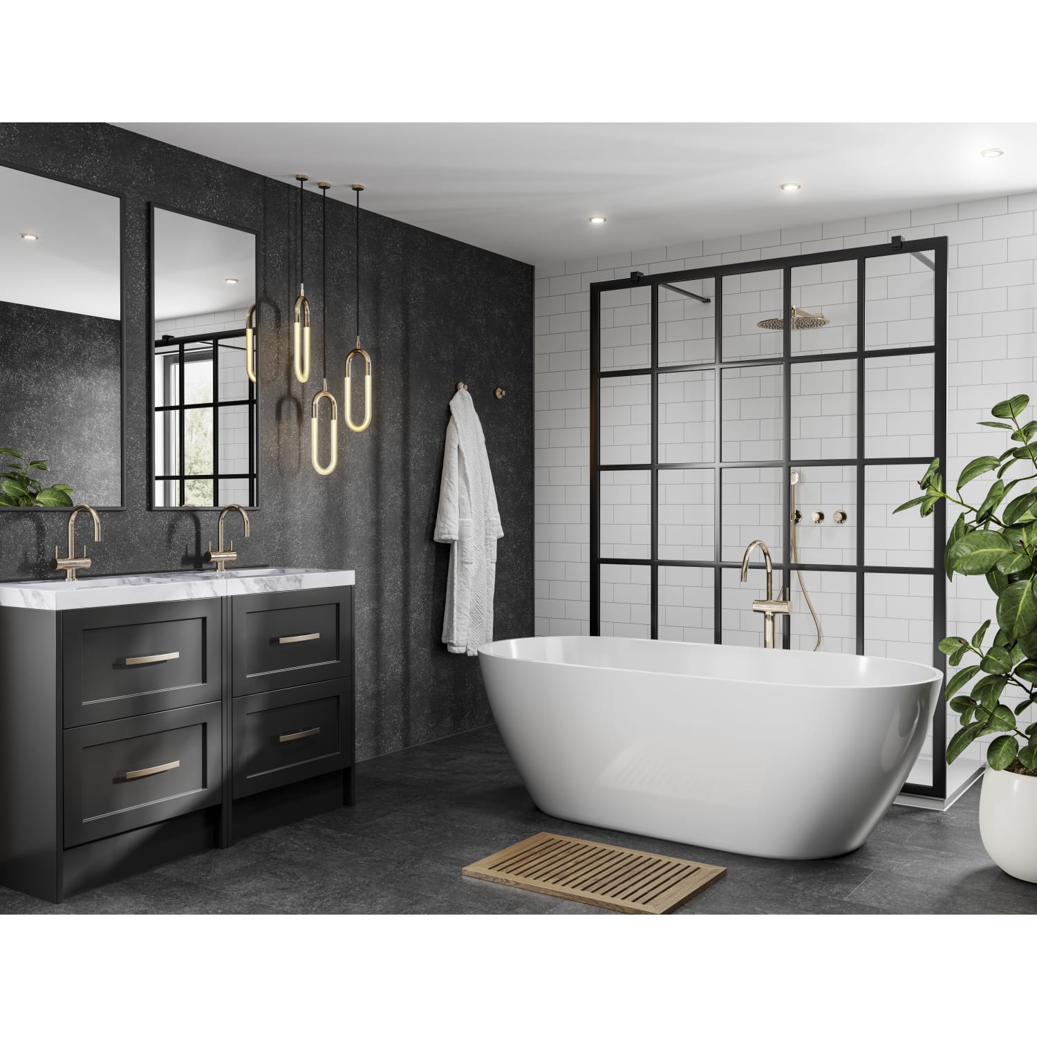 Multipanel Hydrolock White Grey Metro Tile Effect Shower Panel