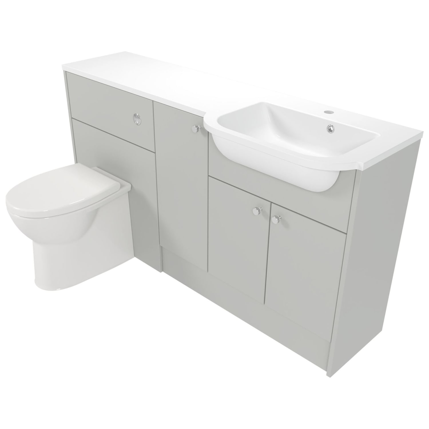 Deccado Benham Whisper Grey 1500mm Fitted Vanity Toilet Pan Unit
