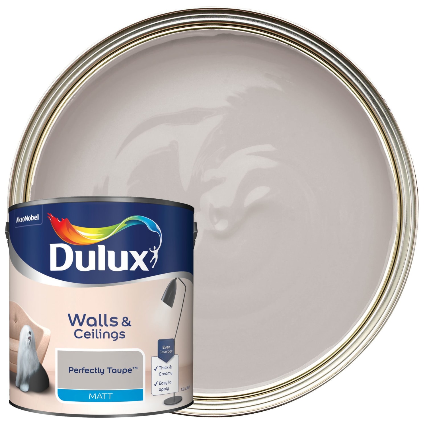 Dulux Matt Emulsion Paint Perfectly Taupe 2.5L