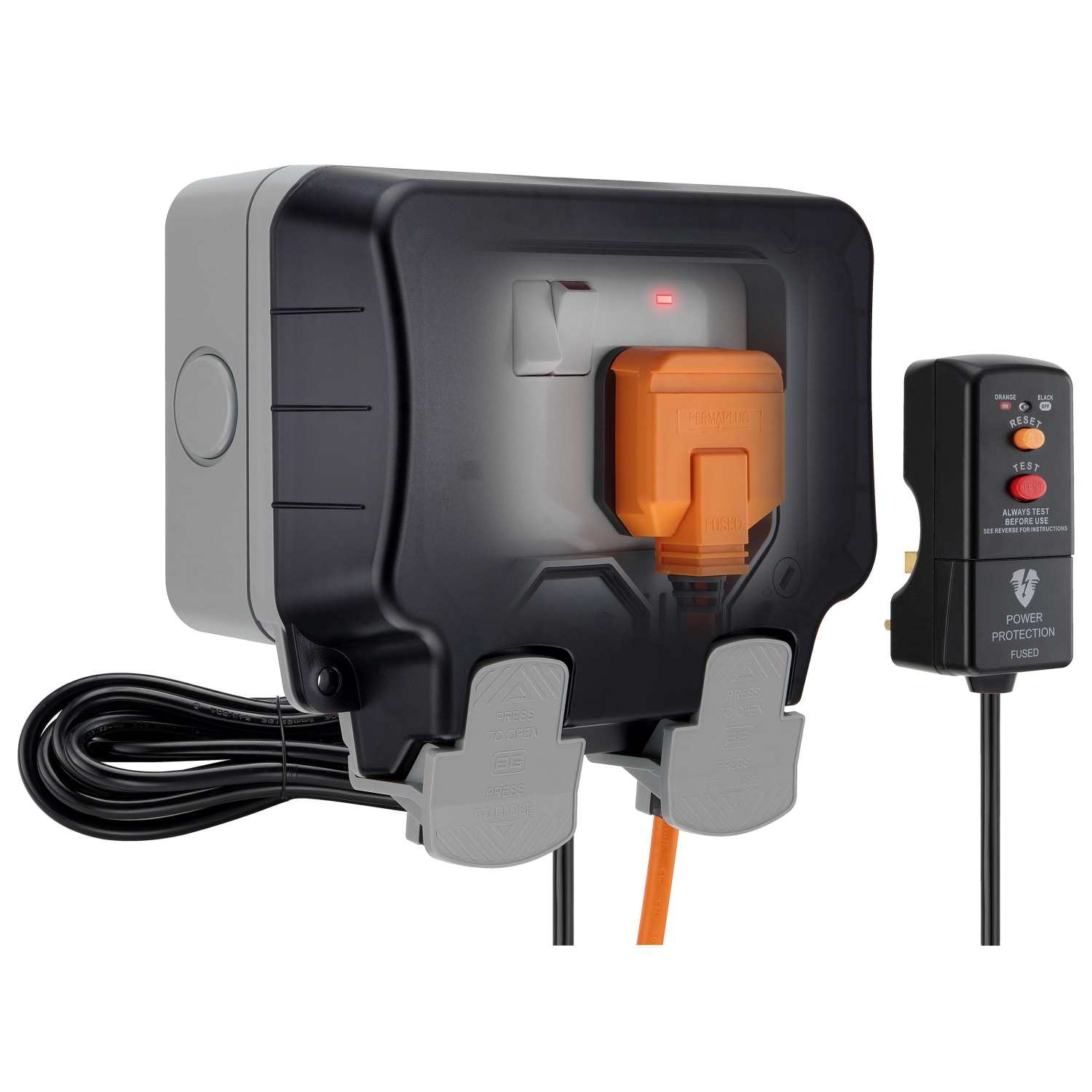 Masterplug 13A Twin Exterior Switched Socket Plug Kit Grey