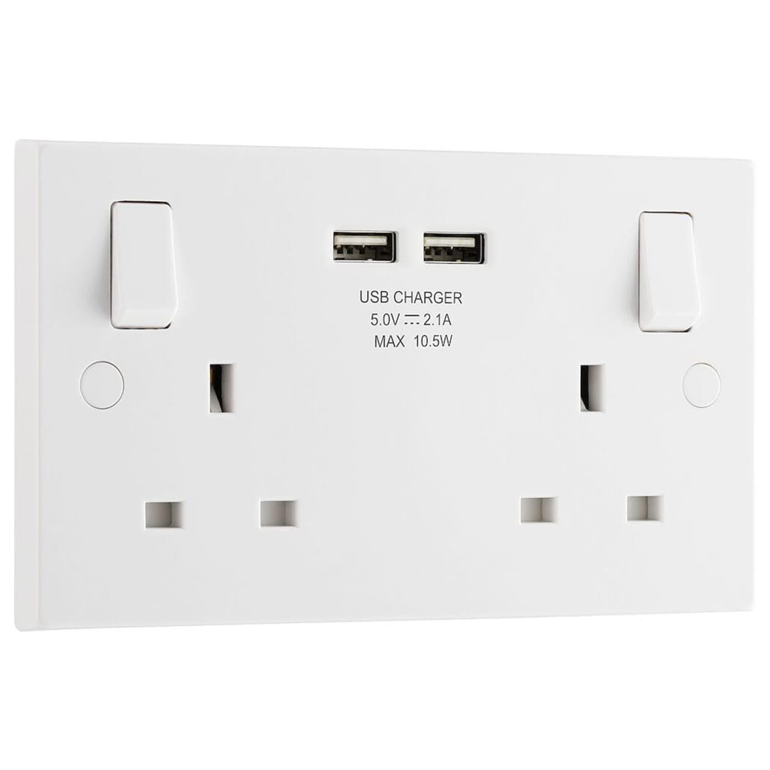 Wickes Amp Twin Switched Plug Socket with 2 - White |