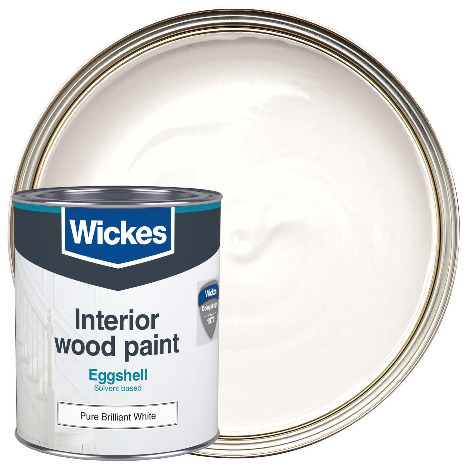Wickes Eggshell Wood Metal Paint Pure Brilliant White 750ml