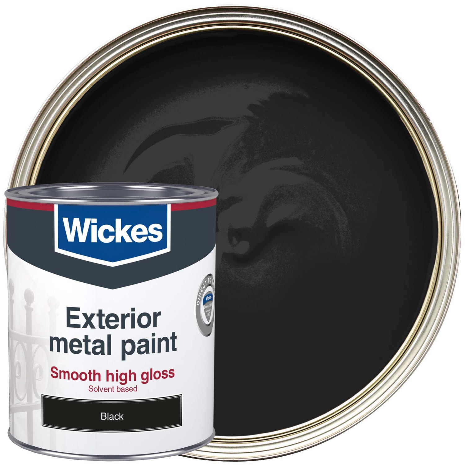 Wickes High Gloss Finish Metal Paint Black 750ml