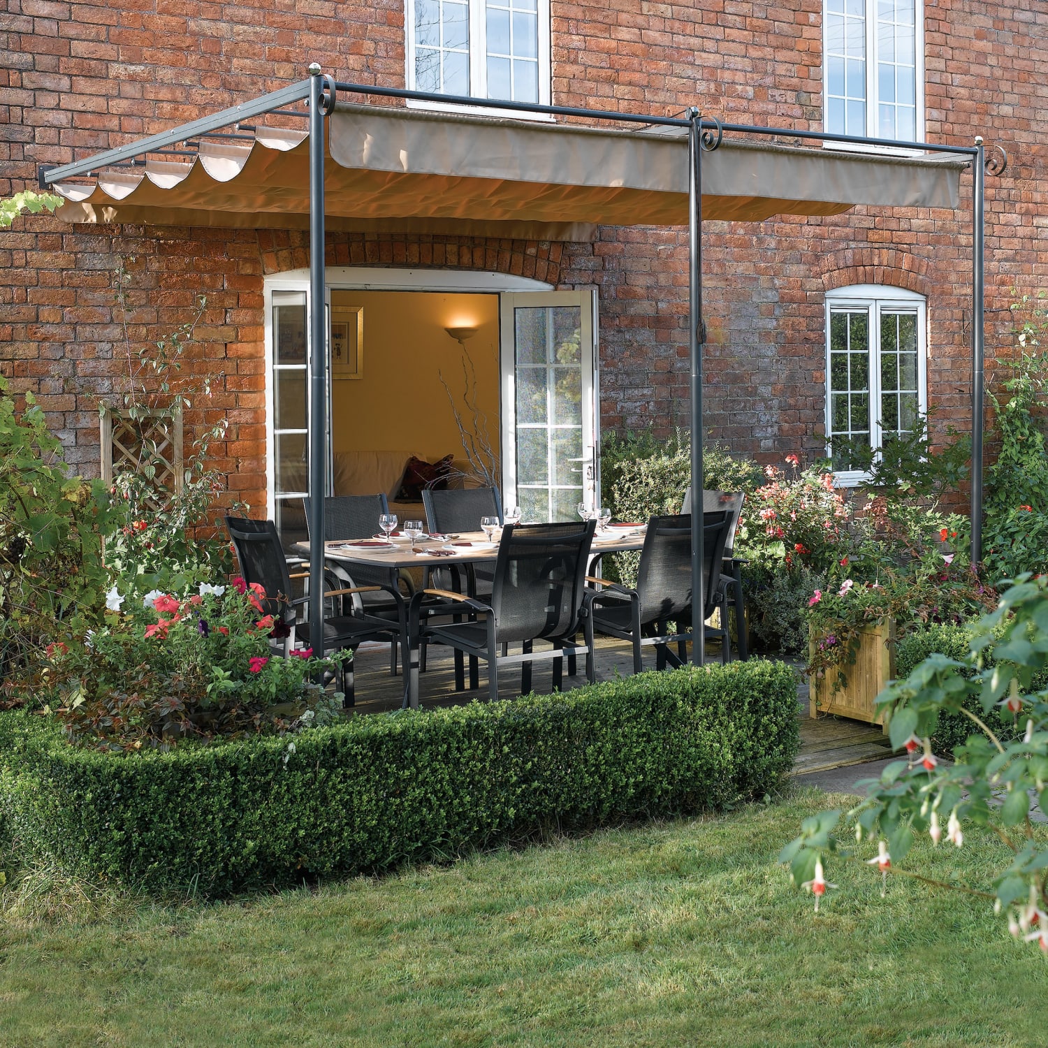 Rowlinson St. Tropez Retractable Garden Canopy Grey 3300 x 3000 mm