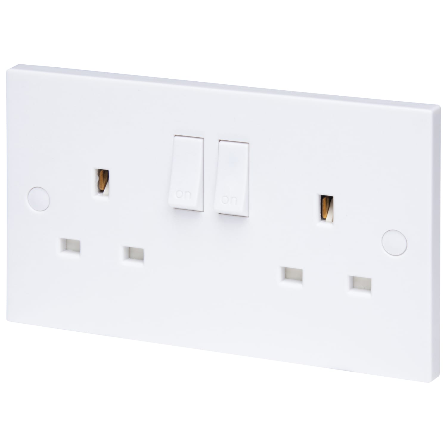 Wickes 13A Twin Switch Plug Socket White Wickes