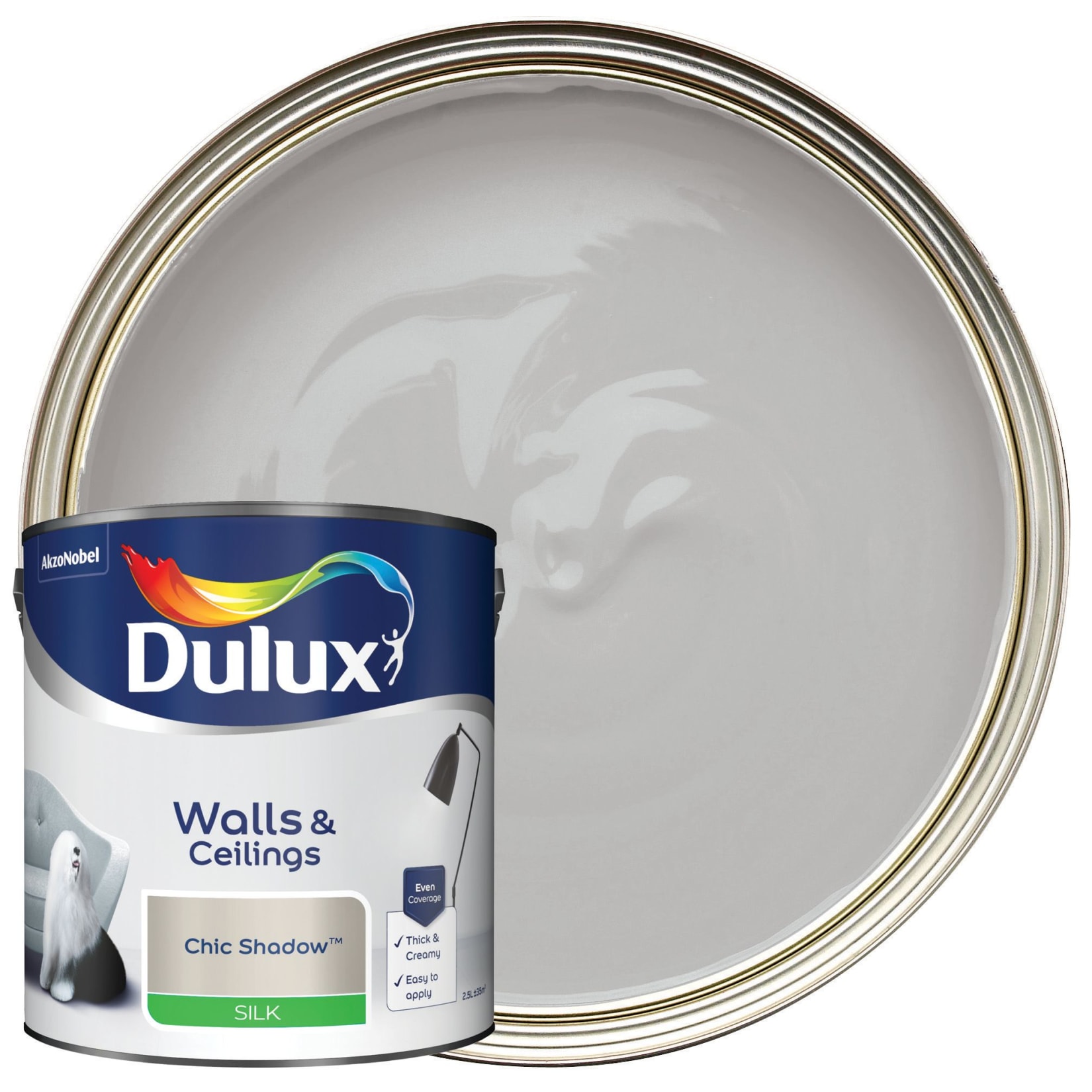 Dulux Silk Emulsion Paint Chic Shadow 2 5l Wickes Co Uk