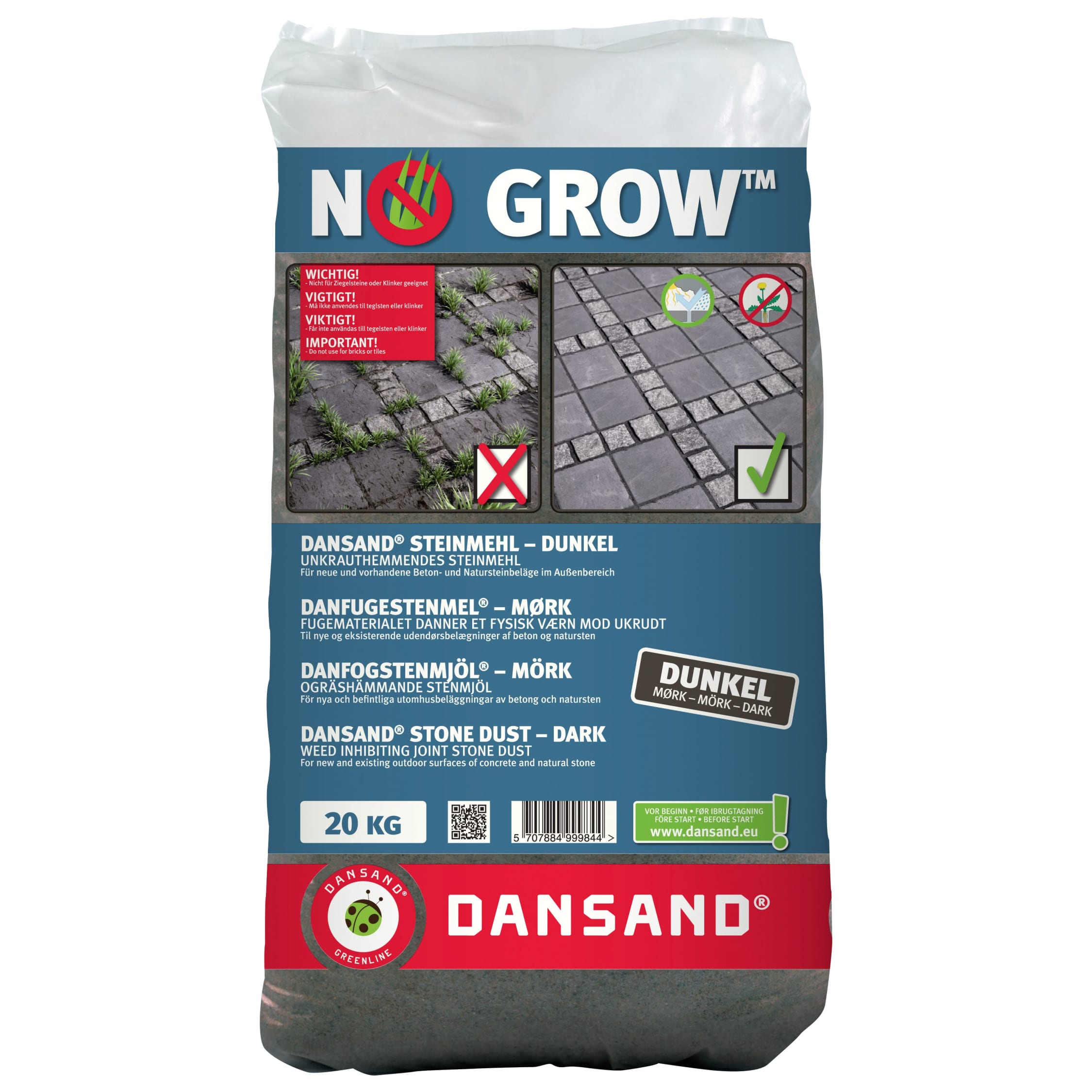 2 x Dansand No Grow No Weed Paving Sand 20KG For Drives Paths Pavements 