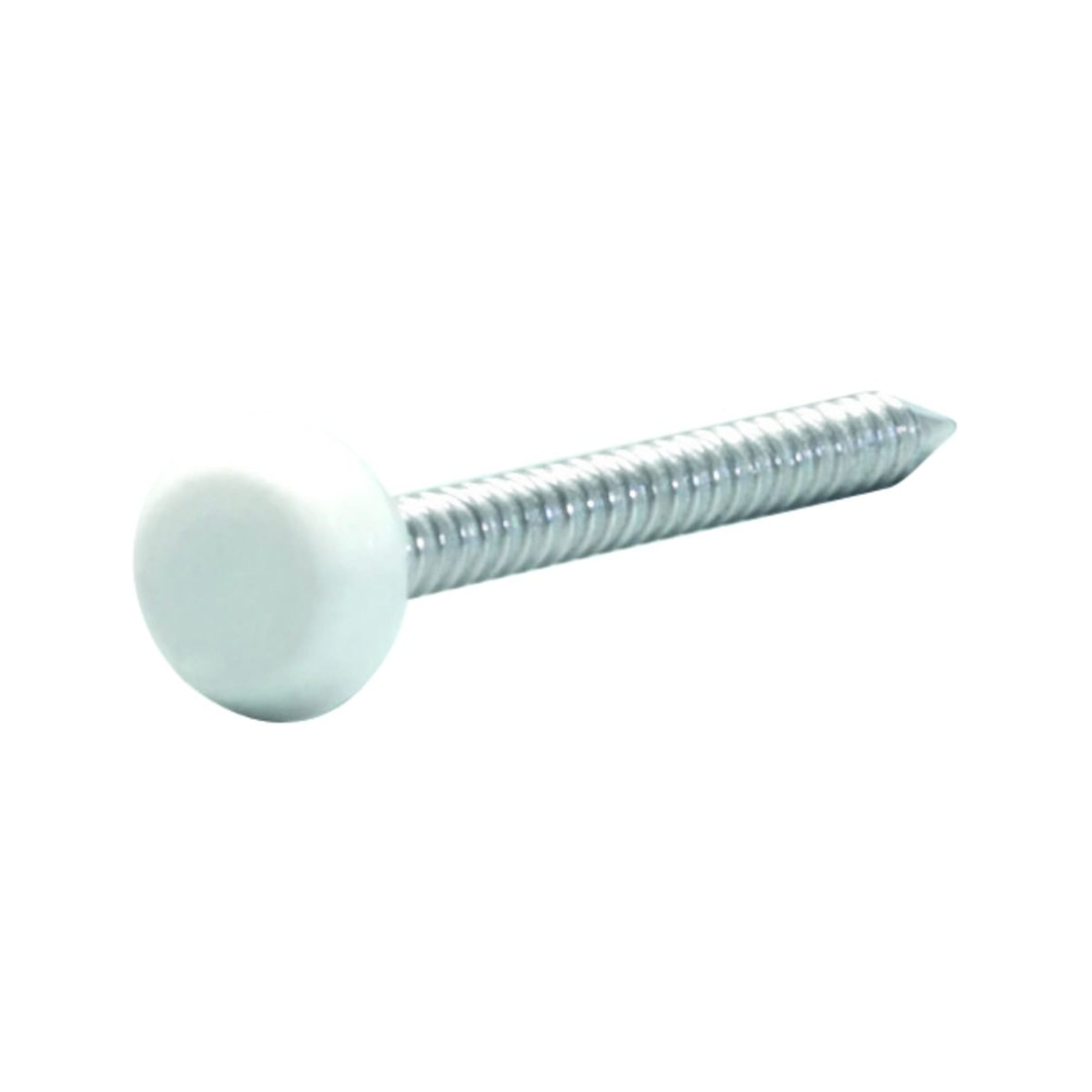 50 x Plastic Top Pins WHITE 3mm x 50mm LONG Polytop Nails Fixings Fascia/Soffit 