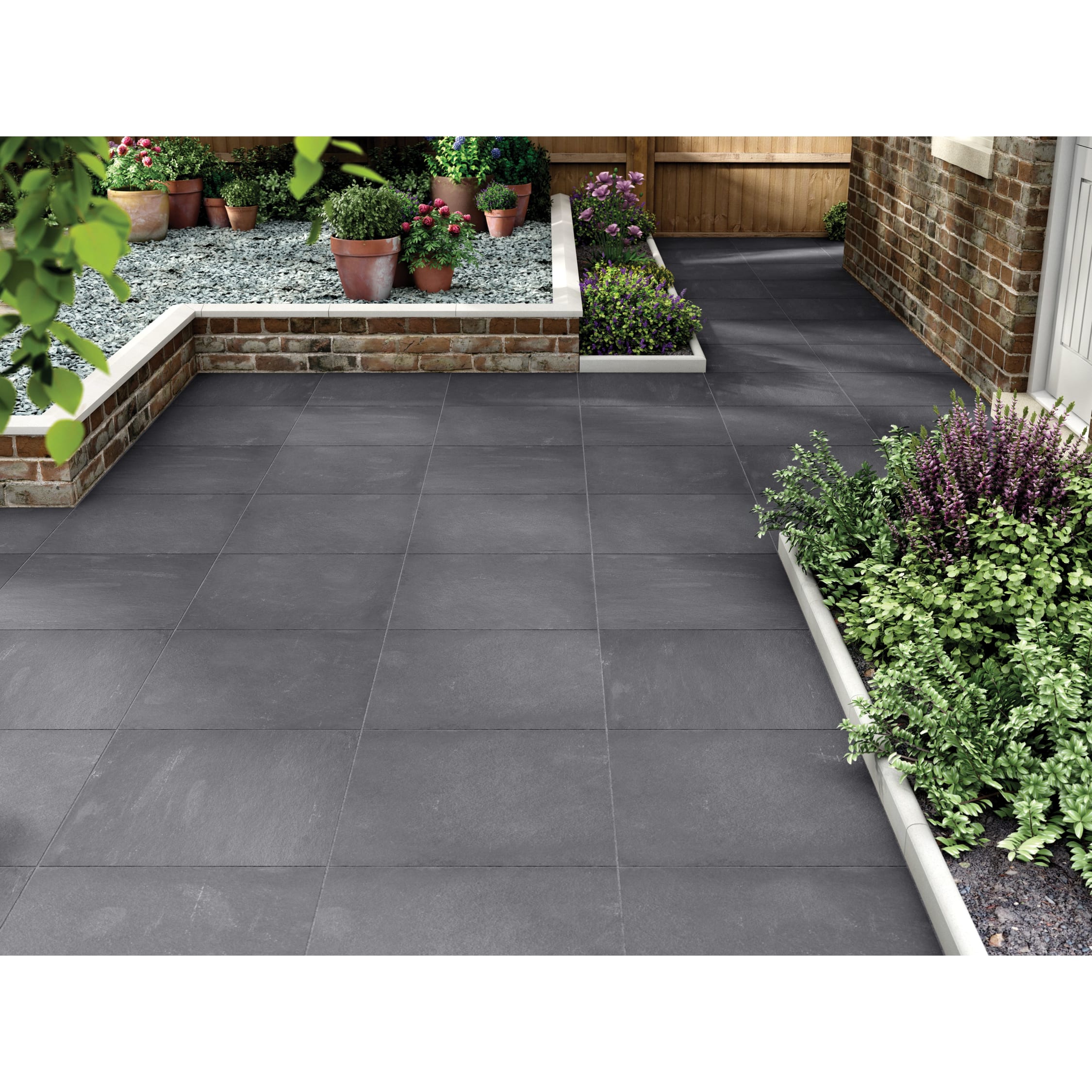 Marshalls Indian Sandstone Riven Grey Multi Paving Slab 600 X 600 X 22