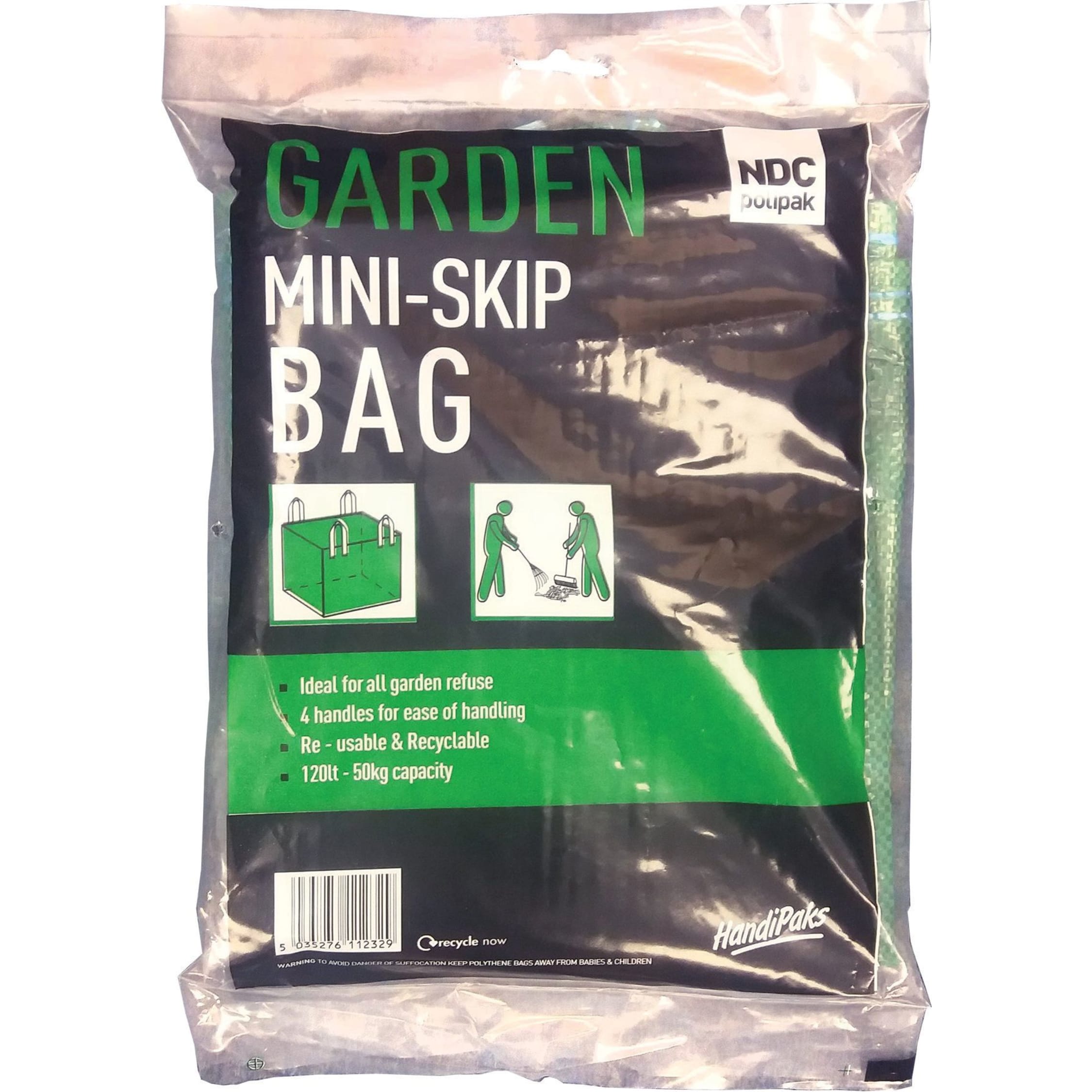 5 GroundMaster 120L Garden Waste Bags Heavy Duty Large Refuse Sacks with Handles