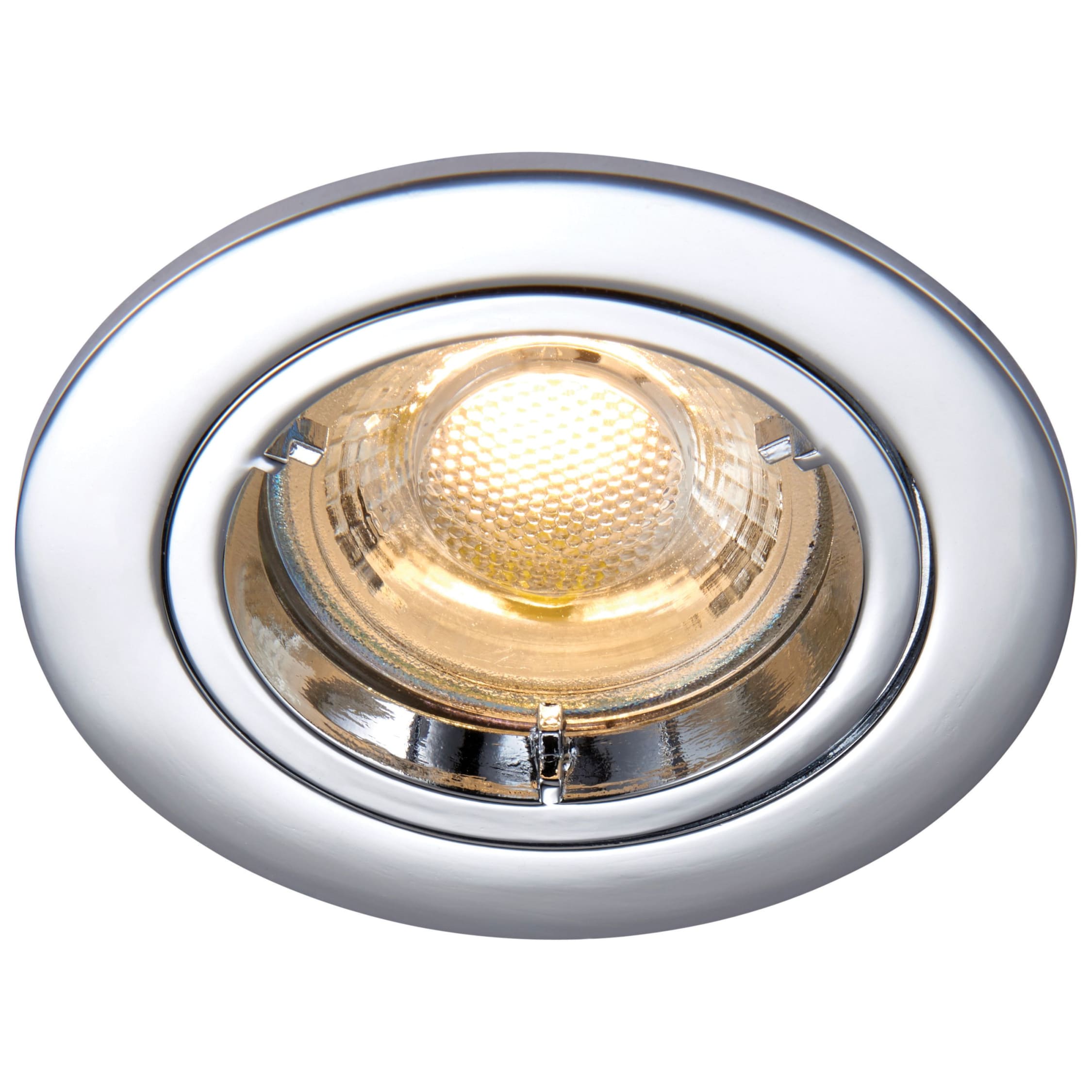 SAXBY SHIELD Brushed Chrome Tilt Fire Rated Downlight GU10 Recessed Spotlight 