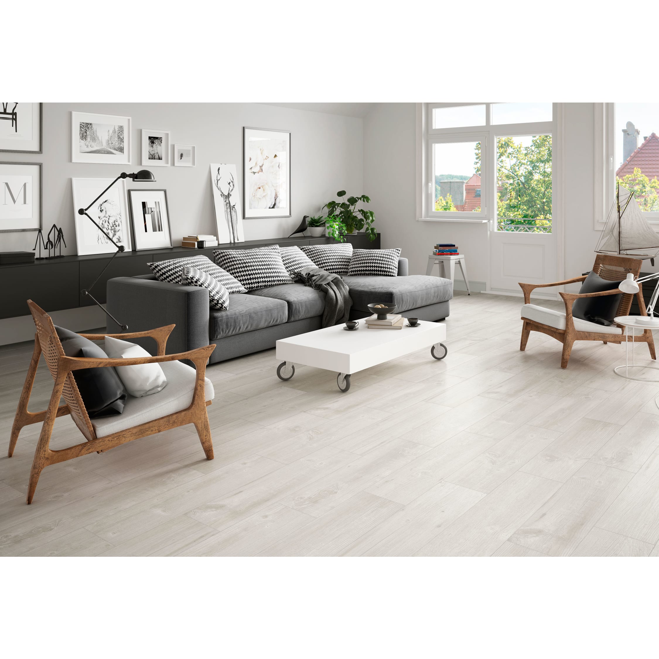 Light grey sale tiles living room
