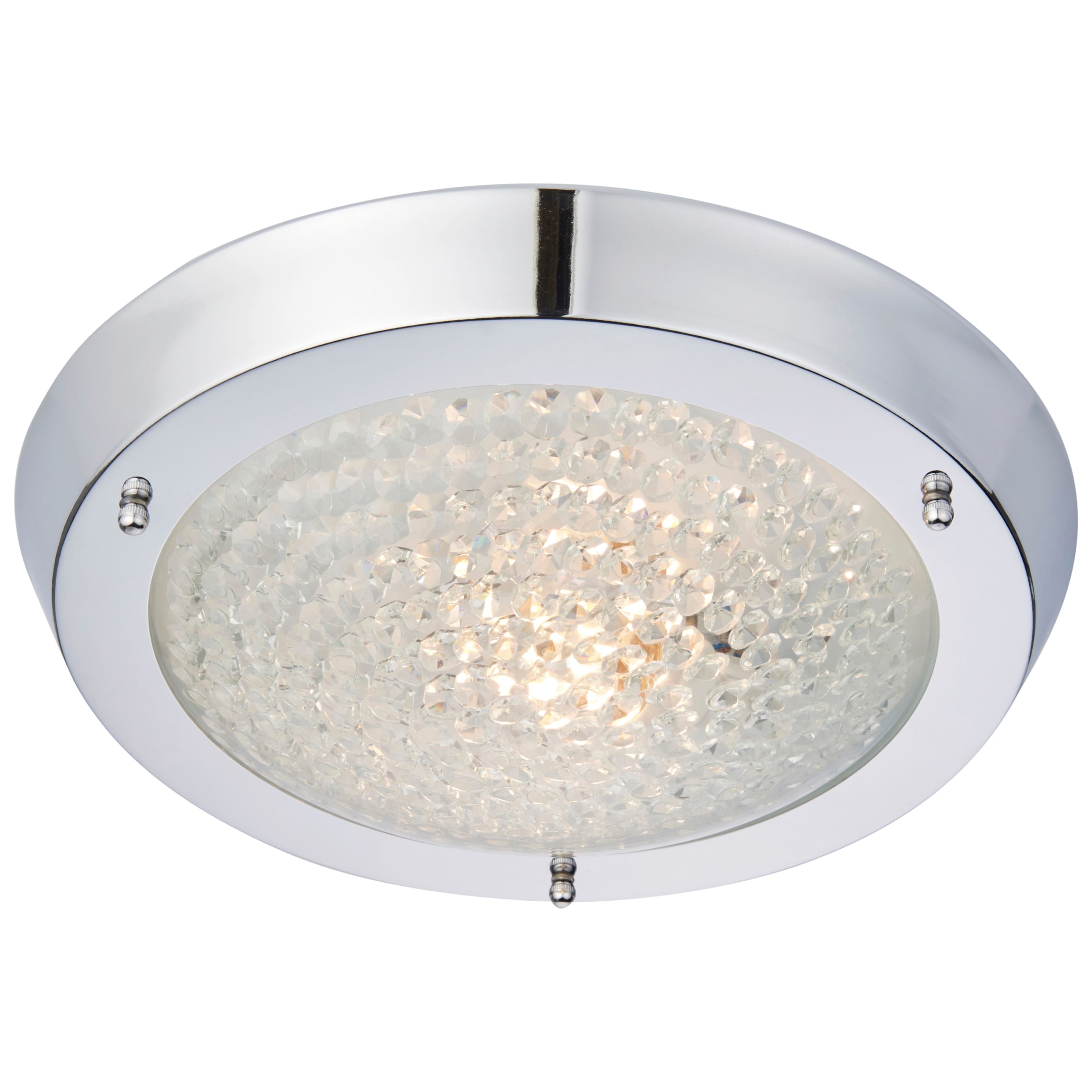 Dar Lighting Peta LED Bathroom Flush Ceiling Light In Polished Chrome