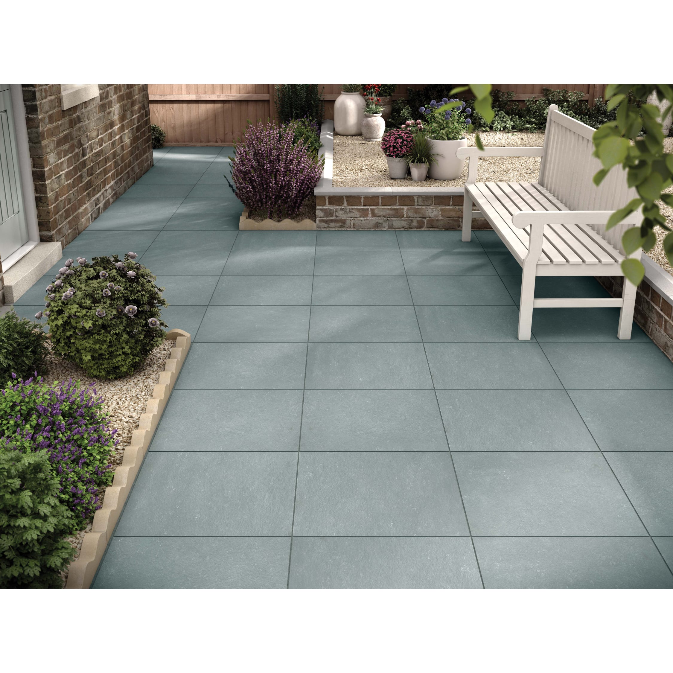 Marshalls Indian Sandstone Riven Grey Multi Paving Slab 600 X 600 X 22