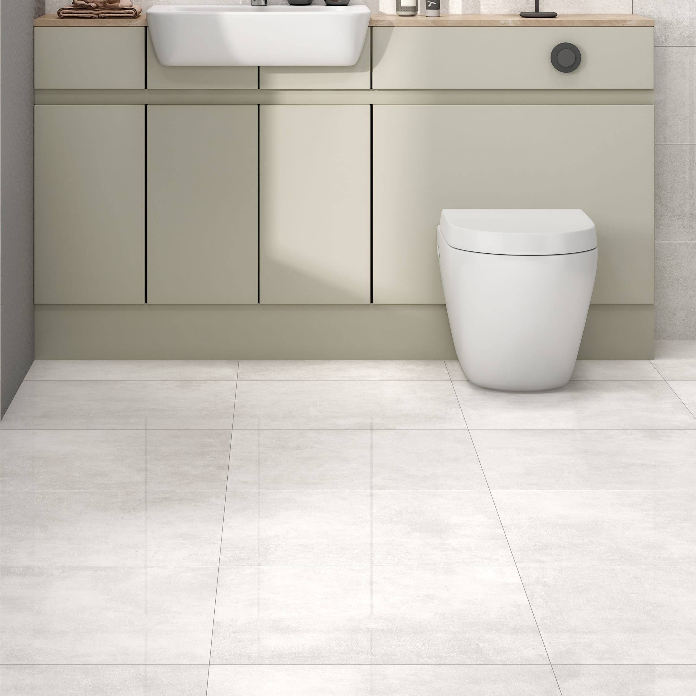 Wickes Lustre White Stone Effect Polished Porcelain Wall Floor