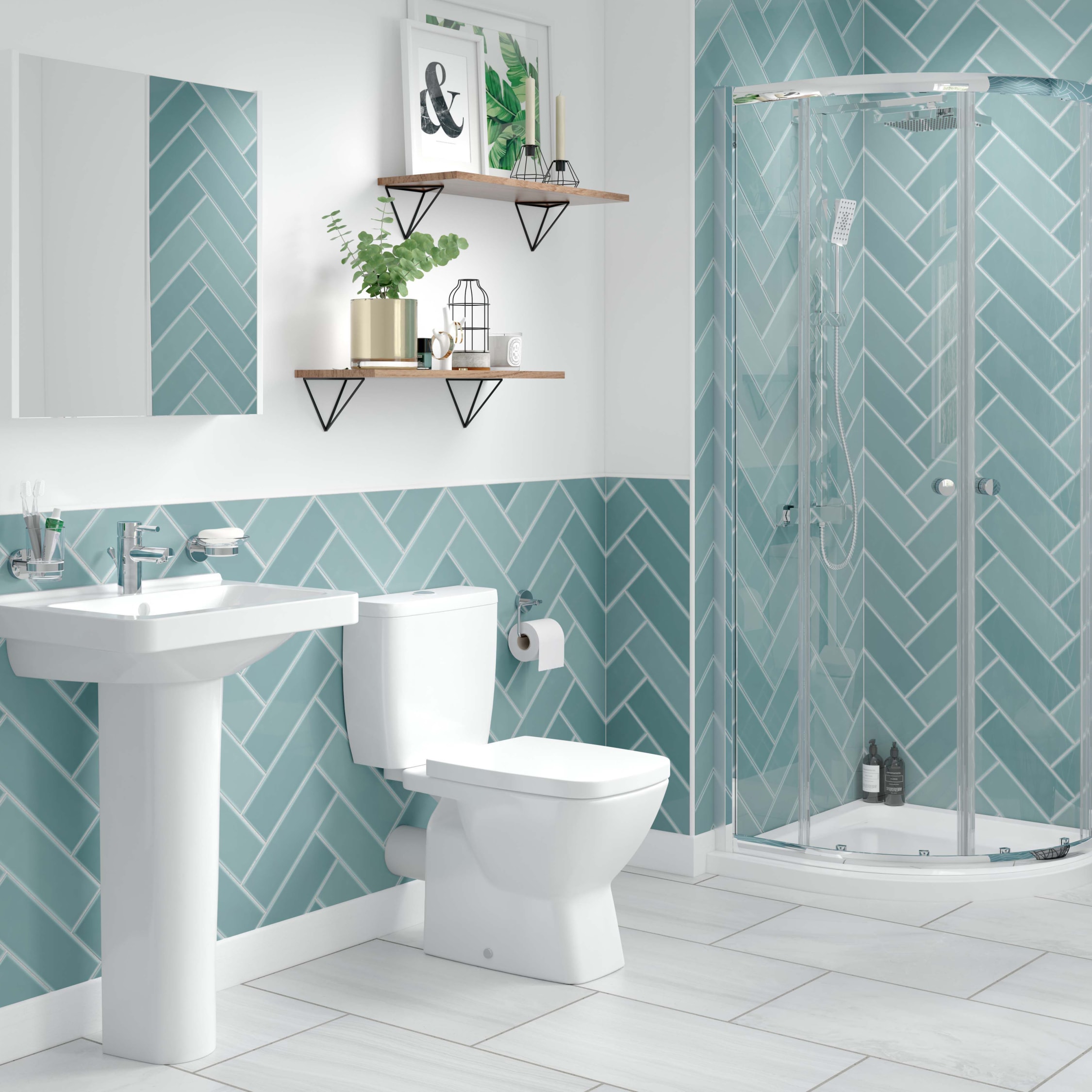 Wickes Soho Ocean Green Ceramic Wall Tile 300 x 100mm Wickes
