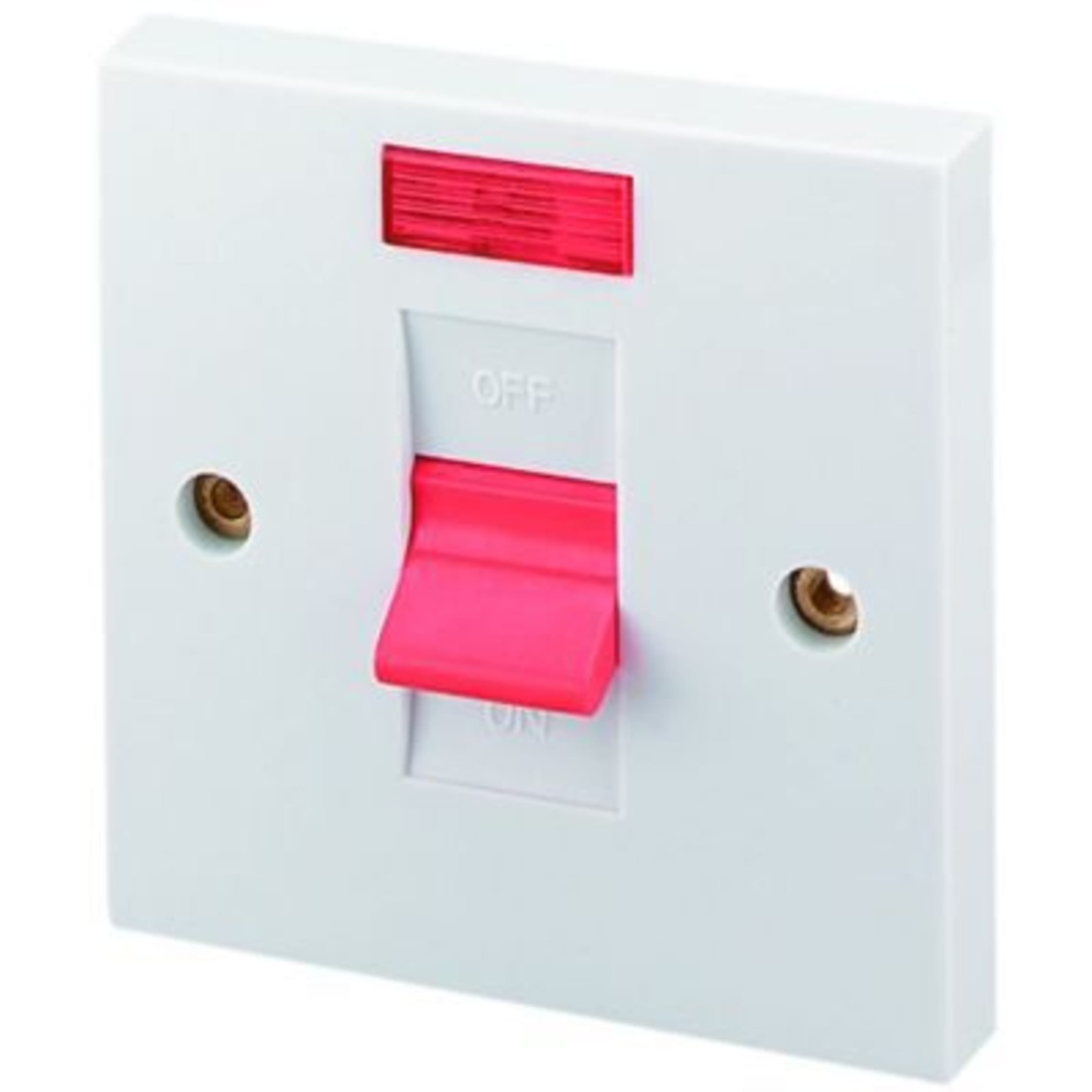 SHOWER SWITCH WITH NEON 45 amp FITS STANDARD TWIN TYPE BOX BY GET COOKER SWITCH 