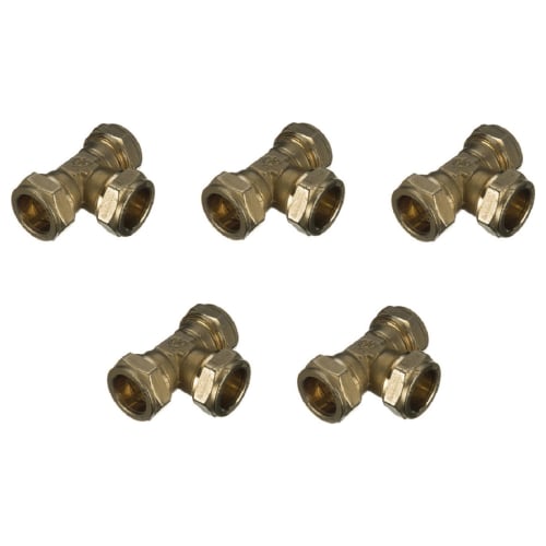 25 PACK BRASS UNION EQUAL TEE 3/8" FEMALE NPT FNPT AIR/FUEL/WATER/OIL