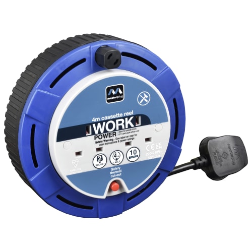 Faithfull XMS25CR10M 10m Cable Reel 10A, 4 Sockets