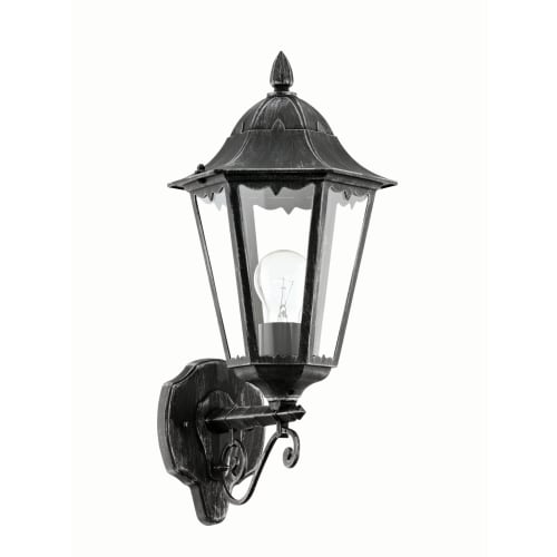 Eglo Navedo Outdoor Black Silver LED Up Lantern Wall Light 60W E27