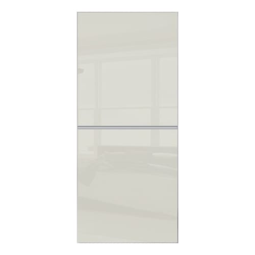 Spacepro Minimalist Sliding Wardrobe Door 2 Panel Silver Frame Arctic White