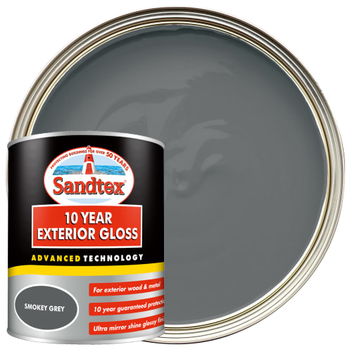 Sandtex 10 Year Exterior Gloss Paint Smoky Grey 750ml Wickes