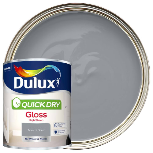 Dulux Quick Dry Gloss Paint Natural Slate 750ml Wickes
