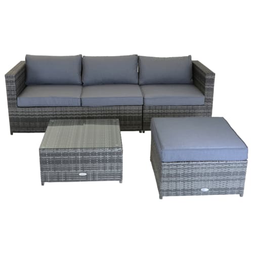 Charles Bentley Corner Sofa Garden Lounge Set Grey Wickes