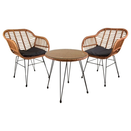 Charles bentley natural top wicker bistro set